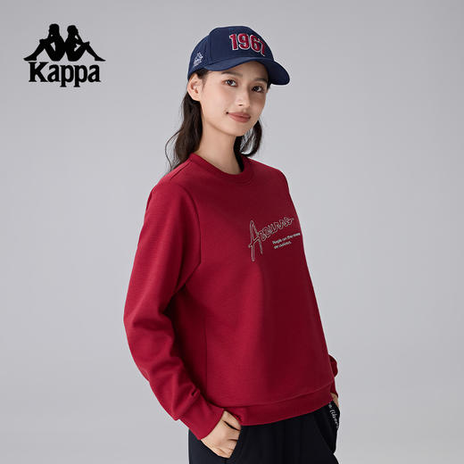 Kappa卡帕背靠背2024冬季新款加绒运动卫衣针织套头衫休闲上衣女K0E82WT43 商品图3