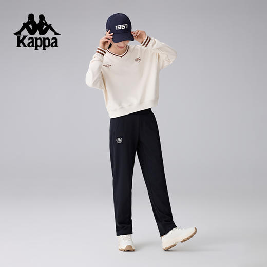 Kappa卡帕背靠背秋冬针织长裤2024新款复古运动裤女款纯棉直筒裤K0E82AK22 商品图4