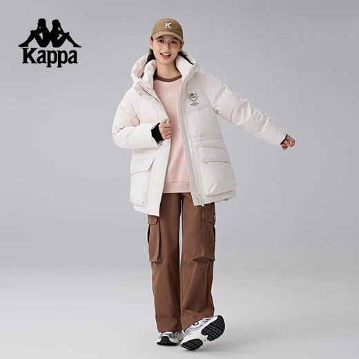 Kappa卡帕背靠背中长款羽绒服运动休闲外套女2024新款保暖防寒服K0E82YY01 商品图4