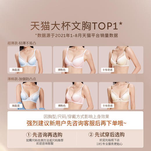 【买三免一】奶糖派微糖超薄全罩杯文胸超薄大胸显小胸罩渐变色蕾丝内衣显瘦女 商品图4