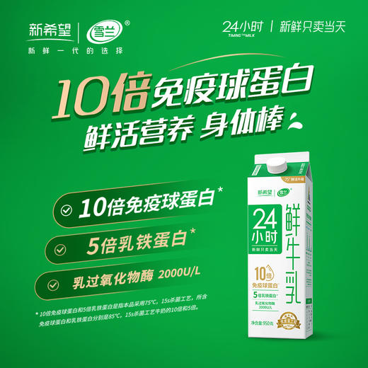 新希望雪兰24小时鲜牛乳｜屋顶盒 950g(鲜奶）【GY】 商品图0