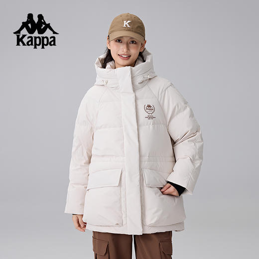 Kappa卡帕背靠背中长款羽绒服运动休闲外套女2024新款保暖防寒服K0E82YY01 商品图1