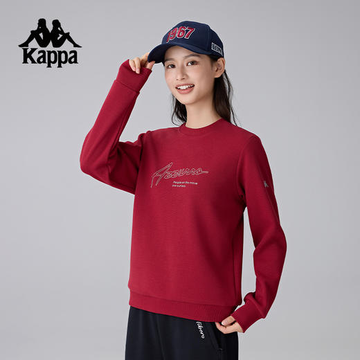 Kappa卡帕背靠背2024冬季新款加绒运动卫衣针织套头衫休闲上衣女K0E82WT43 商品图2