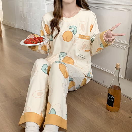 【换季出清】自然醒秘语牛奶丝睡衣女春秋款长袖秋冬季套头可爱卡通家居服套装QH 商品图6