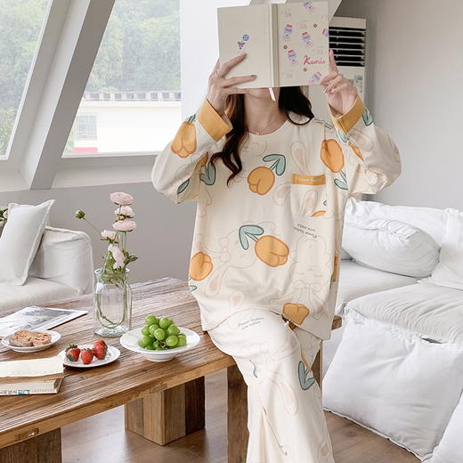 【换季出清】自然醒秘语牛奶丝睡衣女春秋款长袖秋冬季套头可爱卡通家居服套装QH 商品图9