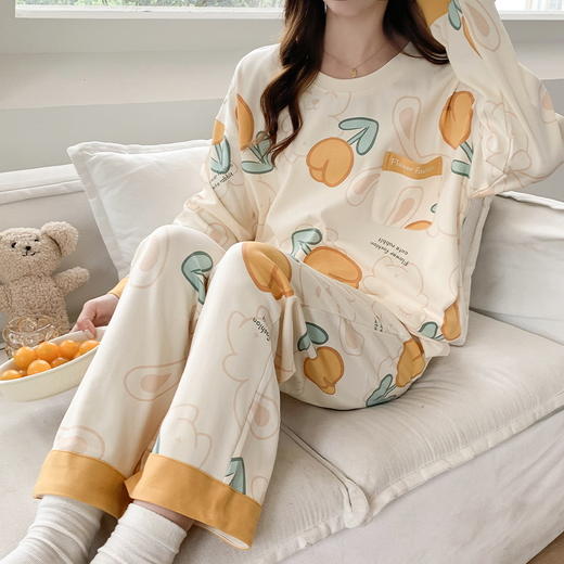 【换季出清】自然醒秘语牛奶丝睡衣女春秋款长袖秋冬季套头可爱卡通家居服套装QH 商品图3