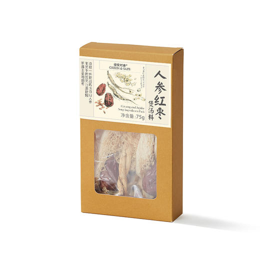 长白人参红枣煲汤料 Changbai Ginseng and Jujube Soup Ingredients Pack 商品图0