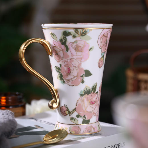 B-NX-14 诺轩 野玫瑰高脚马克杯 （双杯+双碟装） 商品图2