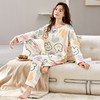 【换季出清】自然醒花辰针织棉睡衣女春秋季长袖休闲宽松大码秋冬可外穿家居服套装QH 商品缩略图4