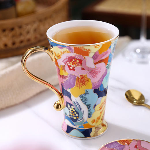 B-NX-13 诺轩 炫丽牡丹高脚马克杯 （双杯+双碟装） 商品图2