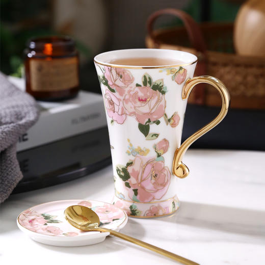 B-NX-14 诺轩 野玫瑰高脚马克杯 （双杯+双碟装） 商品图6