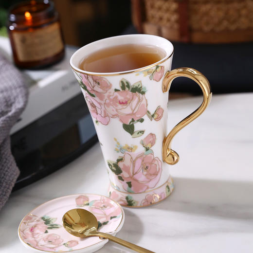 B-NX-14 诺轩 野玫瑰高脚马克杯 （双杯+双碟装） 商品图3