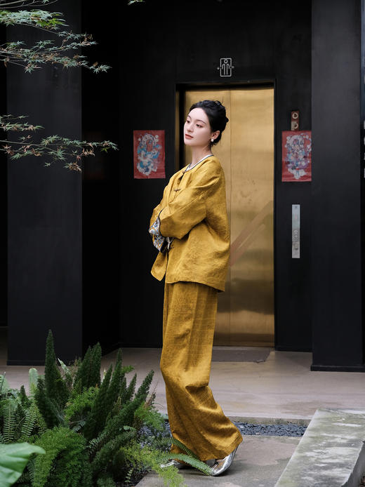 盛唐婧|香云纱金龟缎直筒裤 商品图4