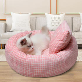 【保暖猫窝狗窝】送头枕粉格子 多规格 猫咪幼猫小猫小狗床冬季宠物保暖用品