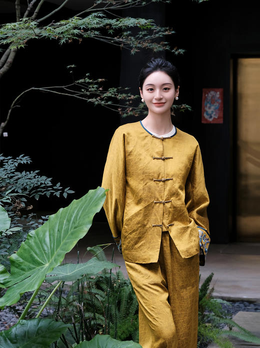 盛唐婧|香云纱金龟缎对襟夹棉外套 商品图3