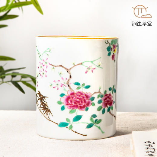 70年代制出口创汇粉彩老笔筒 商品图2