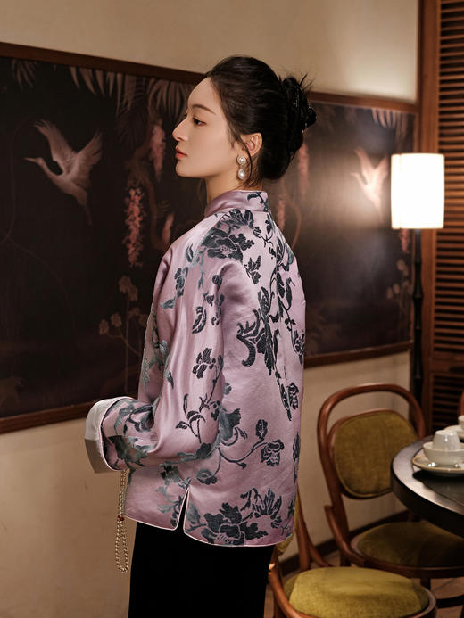 盛唐牡丹|凤信紫富贵牡丹漳缎外套-钉珠款 商品图5