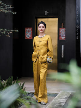 瑕疵|盛唐婧|香云纱金龟缎直筒裤[特价品](特殊商品不退不换)