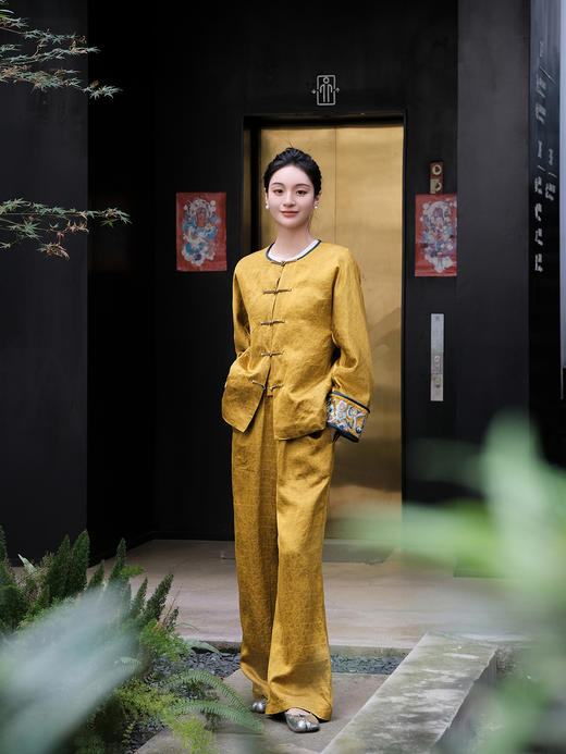 盛唐婧|香云纱金龟缎对襟夹棉外套 商品图9