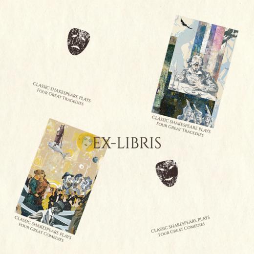 莎士比亚喜剧悲剧集 | 权威译本+65幅精美彩插+超值赠品：一套两本，大十六开本，四色全彩印刷；赠品包含——四张精美藏书票、《哈姆雷特》英文原版别册、定制丝巾 商品图5