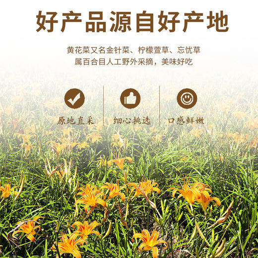 袋鼠小布农家无熏硫黄花菜干 （煲汤/凉拌/火锅） 80g/袋 商品图7