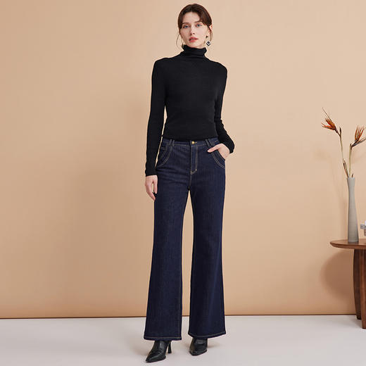 EITIE爱特爱冬新款简约纯色高领保暖舒适打底针织衫7601305 商品图6