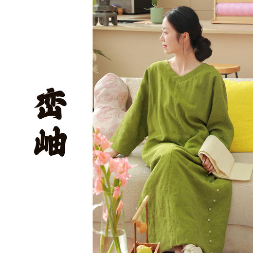 【抖音专属】新中式棉连衣裙（24802097-碧山-高定款） 商品图0