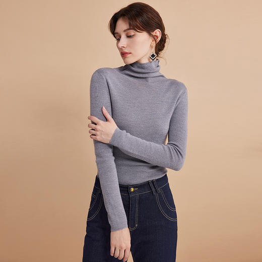 EITIE爱特爱冬新款简约纯色高领保暖舒适打底针织衫7601305 商品图10