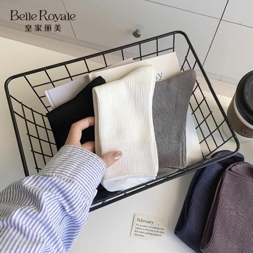 【39元5双，下单拍5】棉袜子吸汗透气纯色商务简约男士男款中筒袜WZM3443WZM3459 商品图2