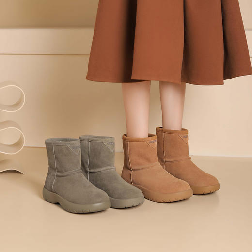 西村名物2024年冬季新款加毛保暖超轻厚底防滑毛毛靴雪地靴T24DS47861 商品图3