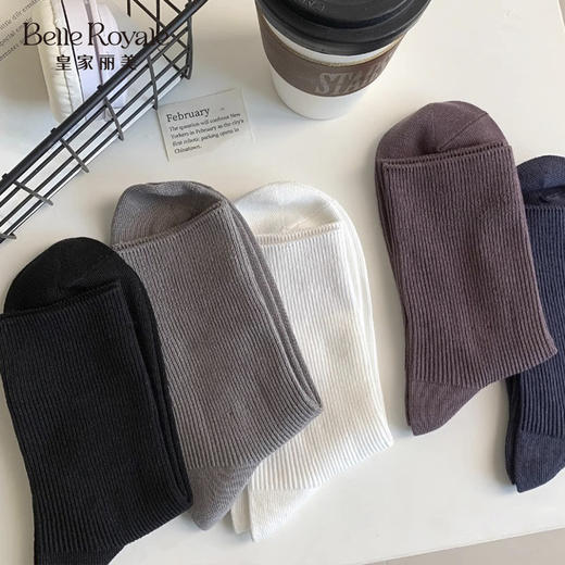 【39元5双，下单拍5】棉袜子吸汗透气纯色商务简约男士男款中筒袜WZM3443WZM3459 商品图0