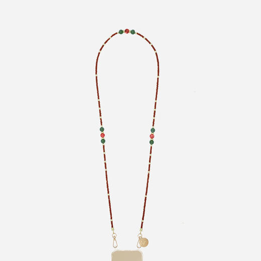 订购8周到｜La Coque Française-Iris Brown-复古红色 串珠 长款 手机链［法国设计师］ 商品图1