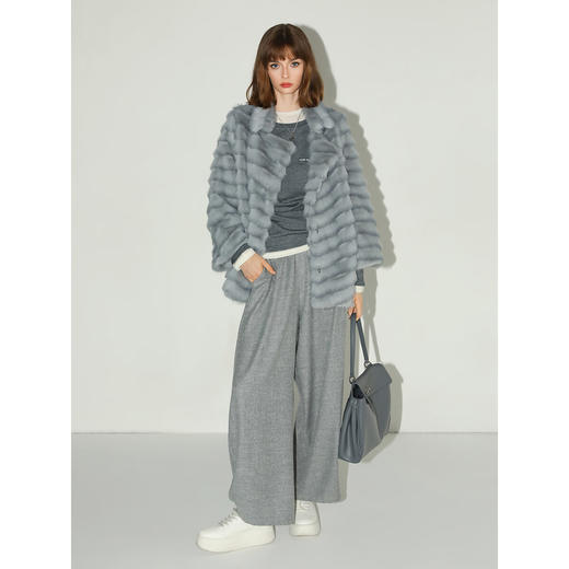 COCOBELLA奢华质感丰盈仿貂绒横排工艺环保皮草外套FU3007-3 商品图1