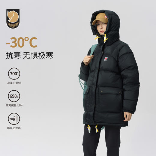 北极狐 白鹅绒羽绒服 2024新款 加厚保暖中长款连帽鹅绒外套89029 商品图0