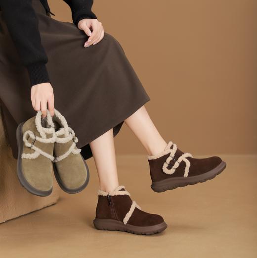 西村名物2024年冬季新款加毛保暖超轻厚底防滑毛毛靴T24DS48311 商品图1