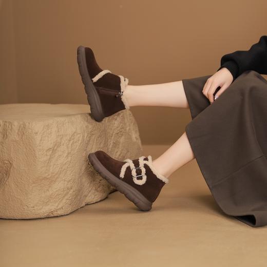 西村名物2024年冬季新款加毛保暖超轻厚底防滑毛毛靴T24DS48311 商品图3