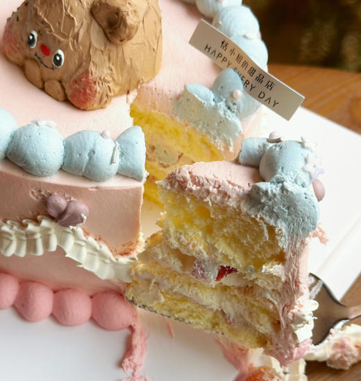 奶油熊手绘蛋糕，提前48小时预定哦，手绘蛋糕，奶油颜色或有细微色差 商品图2