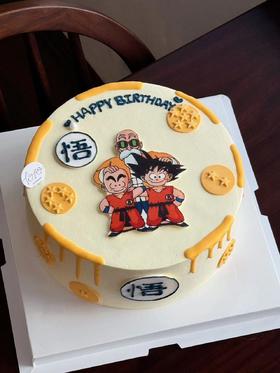 「龙珠·悟空」巧克力糯米糖纸·订制照片·100%动物奶油（主图8寸·提前48小时预订）