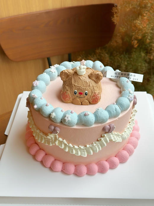 奶油熊手绘蛋糕，提前48小时预定哦，手绘蛋糕，奶油颜色或有细微色差 商品图0
