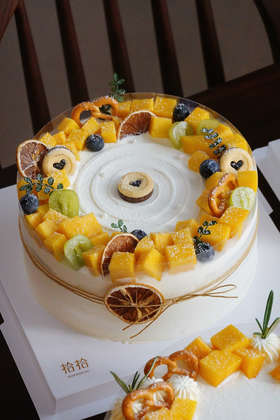 「森系芒果」聚会大糕·100%动物奶油（附图8寸·5~10寸提前6小时，12~22寸提前24小时预订）