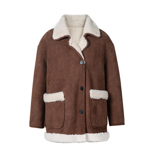 （小眠专属）HeyDress翻领皮毛一体外套女冬季复古两面穿羊羔绒加厚皮草大衣 商品图4