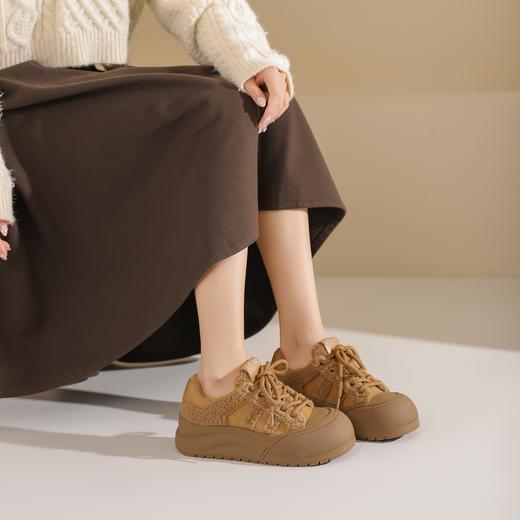 西村名物2025年春季新款绒毛保暖超轻厚底防滑系带板鞋X25AM14131 商品图6