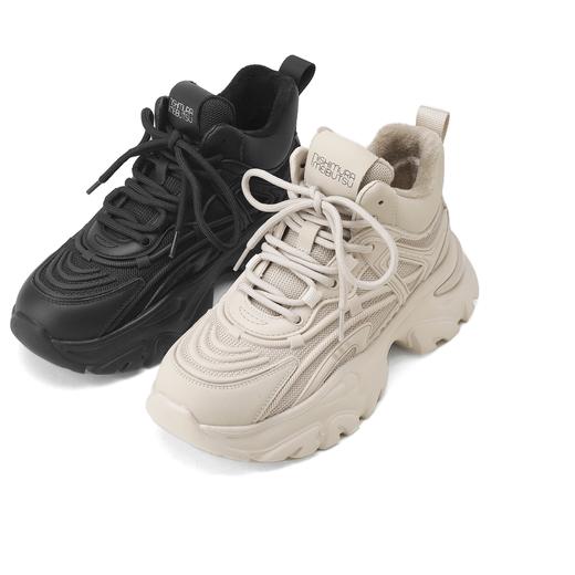 西村名物2025年春季新款加绒保暖超轻厚底防滑系带老爹鞋X25AM14121 商品图0