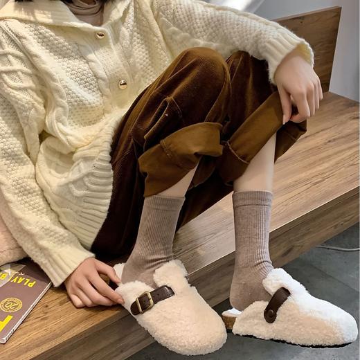 女士羊毛拉绒保暖袜 冬季纯色坑条加厚袜子（4-1107） 商品图7