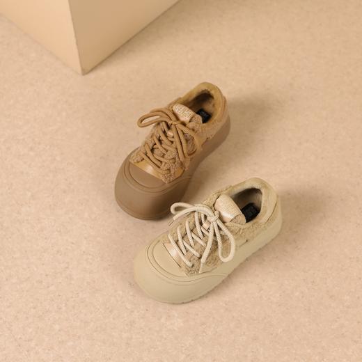 西村名物2025年春季新款绒毛保暖超轻厚底防滑系带板鞋X25AM14131 商品图0