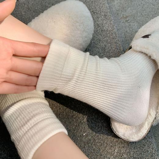 女士羊毛拉绒保暖袜 冬季纯色坑条加厚袜子（4-1107） 商品图1