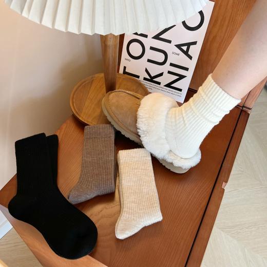 女士羊毛拉绒保暖袜 冬季纯色坑条加厚袜子（4-1107） 商品图4