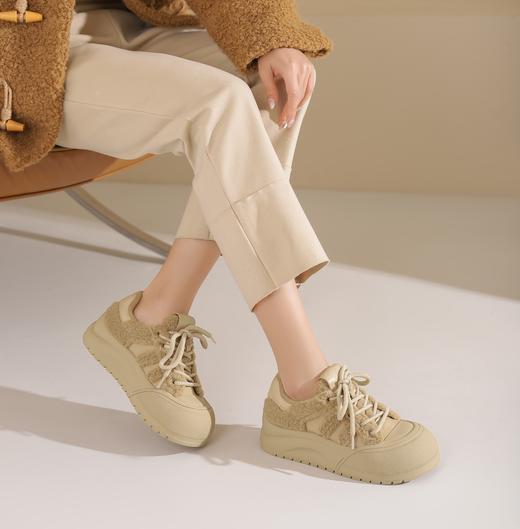 西村名物2025年春季新款绒毛保暖超轻厚底防滑系带板鞋X25AM14131 商品图4