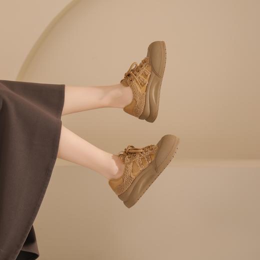 西村名物2025年春季新款绒毛保暖超轻厚底防滑系带板鞋X25AM14131 商品图7