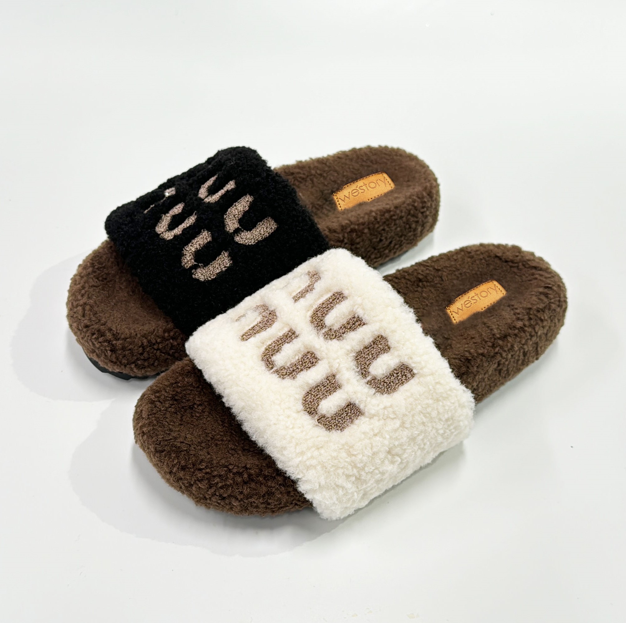 Westory秋冬新款休闲风厚底平跟舒适百搭毛毛拖鞋WZ24J85141
